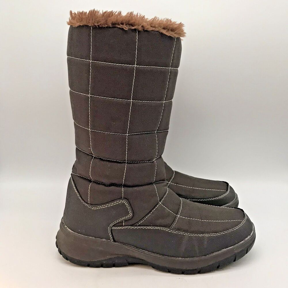 Itasca Vixen Quilted Winter Boots Women's 7 Brown Faux Fur Lined Warm Cabincore